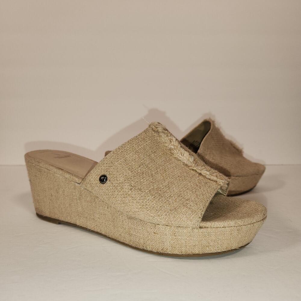 SIMPLY VERA by VERA WANG Wedge Sandal Womens 9M Tan Platform Textile Fringe Boho